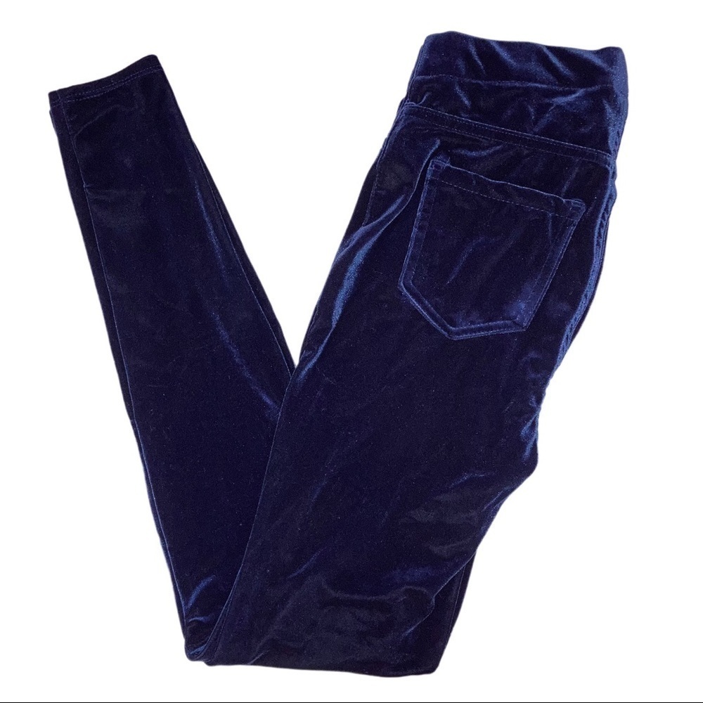 Time and Tru Stretch Blue Velvet Pocketed Leggings XS 0 2*